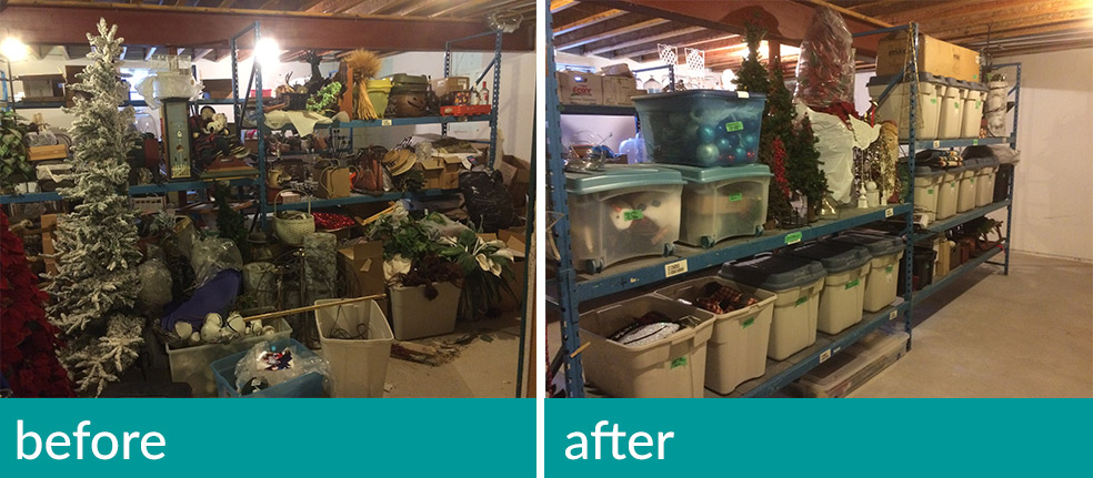Before and After basement storage